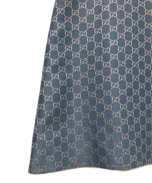 GUCCI（グッチ）GUCCI (グッチ) GG ロゴエナメル切り替え半袖ワンピース ネイビー サイズ:36の古着・服飾アイテム