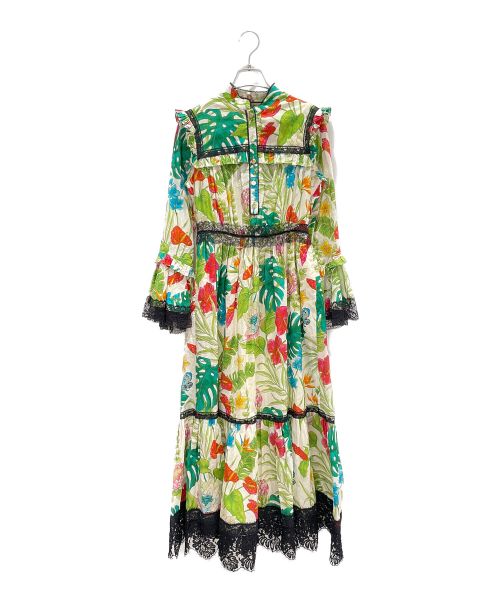 GUCCI（グッチ）GUCCI (グッチ) フラワープリントドレス グリーン サイズ:36の古着・服飾アイテム