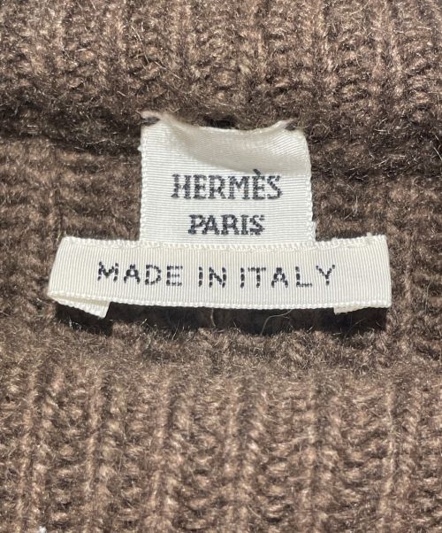 HERMES（エルメス）HERMES (エルメス) カシミヤモヘアケーブル編ニット ダークブラウン サイズ:34の古着・服飾アイテム