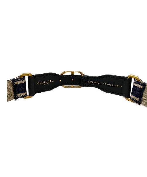 Christian Dior（クリスチャン ディオール）Christian Dior (クリスチャン ディオール) CDバックルキャンバスベルト ブラック×ネイビー サイズ:75の古着・服飾アイテム