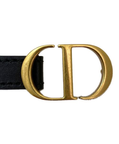 Christian Dior（クリスチャン ディオール）Christian Dior (クリスチャン ディオール) CDバックルキャンバスベルト ブラック×ネイビー サイズ:75の古着・服飾アイテム