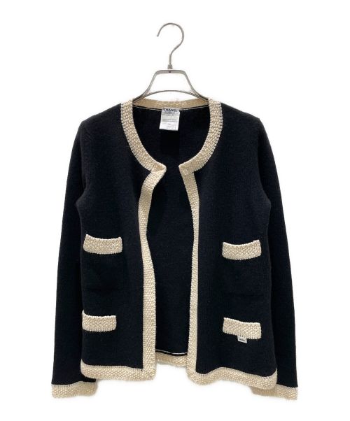 CHANEL（シャネル）CHANEL (シャネル) カシミヤカーディガン アイボリー×ブラック サイズ:34の古着・服飾アイテム