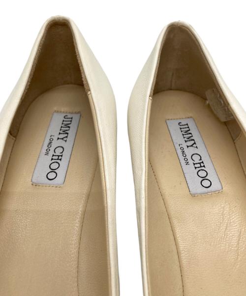 JIMMY CHOO（ジミーチュウ）JIMMY CHOO (ジミーチュウ) パイソントゥー フラットパンプス ホワイト サイズ:38の古着・服飾アイテム