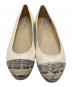 中古・古着 JIMMY CHOO (ジミーチュウ) パイソントゥー フラットパンプス ホワイト サイズ:38：8000円