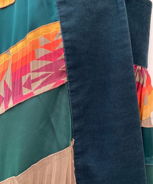 sacai（サカイ）sacai (サカイ) PENDLETON (ペンドルトン) レイヤードキャミワンピース グリーン サイズ:1の古着・服飾アイテム