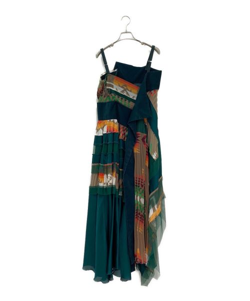 sacai（サカイ）sacai (サカイ) PENDLETON (ペンドルトン) レイヤードキャミワンピース グリーン サイズ:1の古着・服飾アイテム