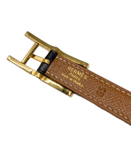 HERMES（エルメス）HERMES (エルメス) アピ レザーベルト ブラック×ブラウン サイズ:85の古着・服飾アイテム