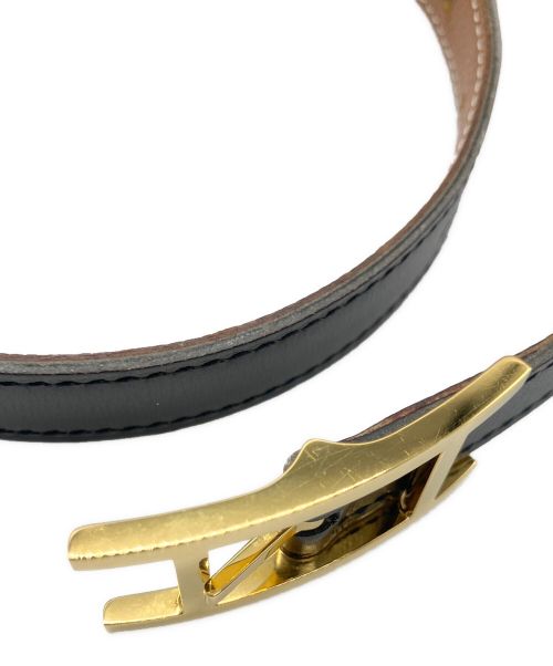 HERMES（エルメス）HERMES (エルメス) アピ レザーベルト ブラック×ブラウン サイズ:85の古着・服飾アイテム