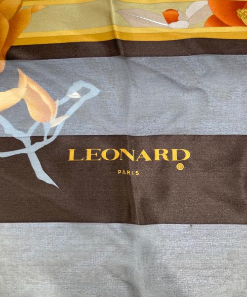 LAONARD（レオナード）LAONARD (レオナード) シルク大判ストール ブラウン×ホワイトの古着・服飾アイテム