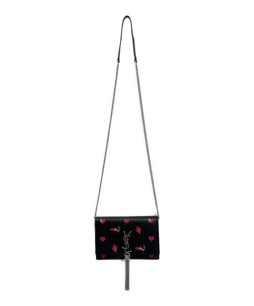 Saint Laurent Paris（サンローランパリ）Saint Laurent Paris (サンローランパリ) ケイトタッセルチェーンウォレット ブラック×レッドの古着・服飾アイテム