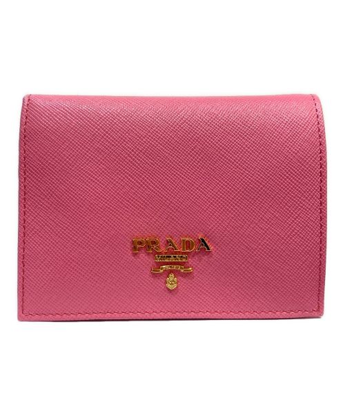 PRADA（プラダ）PRADA (プラダ) サフィアーノコンパクトウォレット ピンクの古着・服飾アイテム