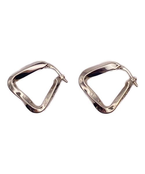 BOTTEGA VENETA（ボッテガベネタ）BOTTEGA VENETA (ボッテガベネタ) ツイストトライアングルフープピアス シルバー サイズ:スモールの古着・服飾アイテム