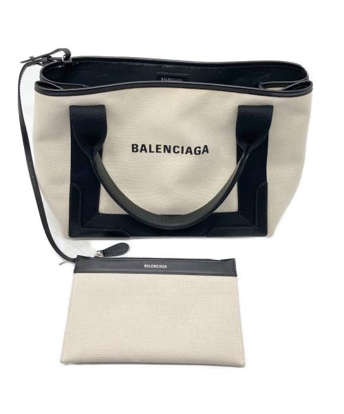 BALENCIAGA（バレンシアガ）BALENCIAGA (バレンシアガ) ネイビーカバス /トートバッグ ホワイト サイズ:Sの古着・服飾アイテム