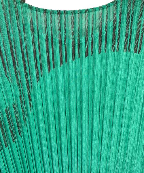 PLEATS PLEASE（プリーツプリーズ）PLEATS PLEASE (プリーツプリーズ) 総柄プリントワンピース グリーン サイズ:3の古着・服飾アイテム