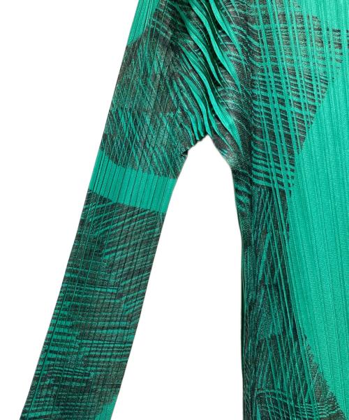 PLEATS PLEASE（プリーツプリーズ）PLEATS PLEASE (プリーツプリーズ) 総柄プリントワンピース グリーン サイズ:3の古着・服飾アイテム