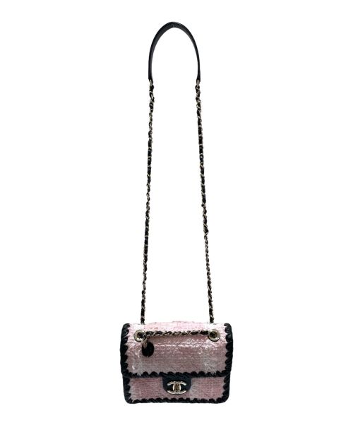 CHANEL（シャネル）CHANEL (シャネル) ミニフラップチェーンショルダーバッグ ピンク×ブラックの古着・服飾アイテム