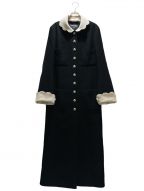 CHANELシャネル）の古着「Coco button silk and wool coat」｜ブラック×アイボリー