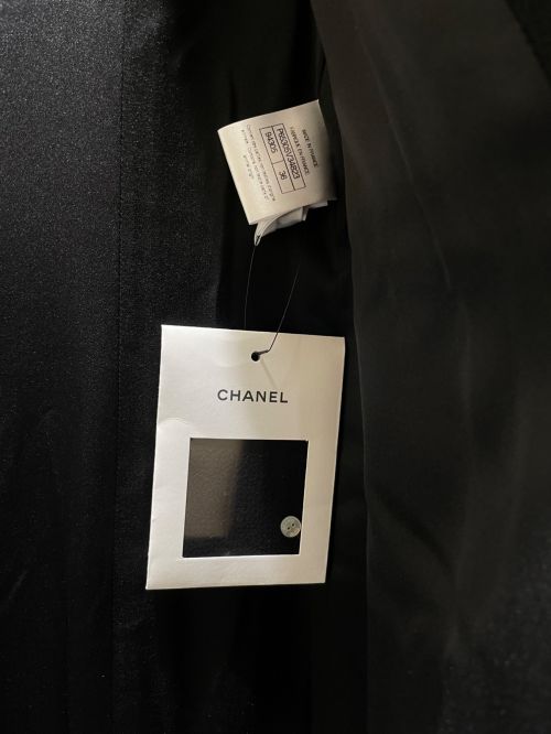 CHANEL（シャネル）CHANEL (シャネル) Coco button silk and wool coat ブラック×アイボリー サイズ:36の古着・服飾アイテム