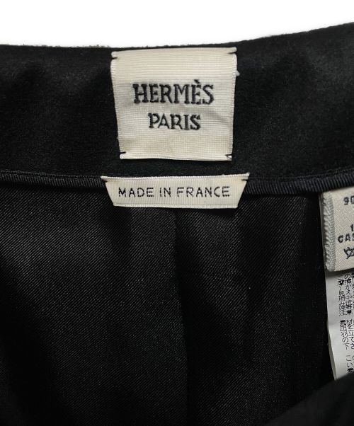 HERMES（エルメス）HERMES (エルメス) カシミヤ混プリーツスカート ブラック サイズ:34の古着・服飾アイテム