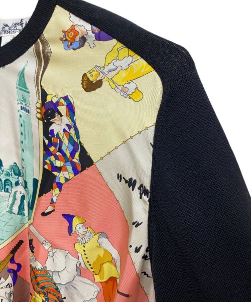 HERMES（エルメス）HERMES (エルメス) シルク切替ニット ブラック サイズ:38の古着・服飾アイテム