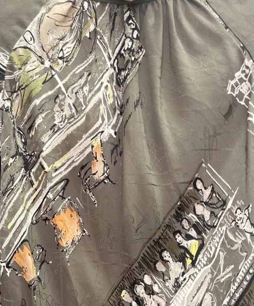 HERMES（エルメス）HERMES (エルメス) シルク 総柄ブラウス グレー サイズ:36の古着・服飾アイテム