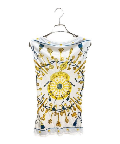 HERMES（エルメス）HERMES (エルメス) 鍵柄ノースリーブシルクカットソー ホワイト サイズ:34の古着・服飾アイテム