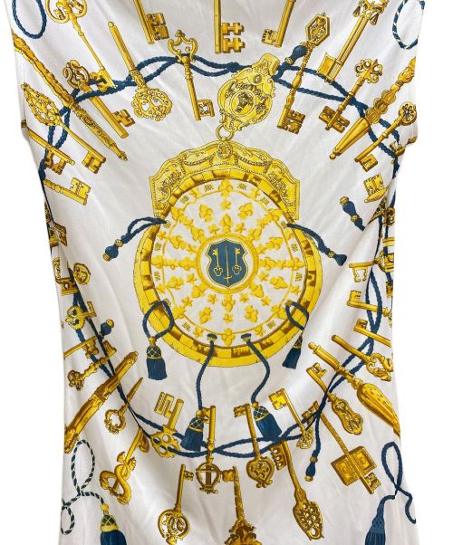 HERMES（エルメス）HERMES (エルメス) 鍵柄ノースリーブシルクカットソー ホワイト サイズ:34の古着・服飾アイテム