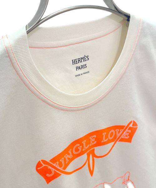 HERMES（エルメス）HERMES (エルメス) JUNGLE LOVE Tシャツ ホワイト サイズ:38の古着・服飾アイテム