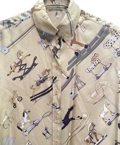 HERMES（エルメス）HERMES (エルメス) ホース柄 シルクシャツ ベージュ サイズ:38の古着・服飾アイテム