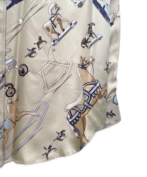 HERMES（エルメス）HERMES (エルメス) ホース柄 シルクシャツ ベージュ サイズ:38の古着・服飾アイテム