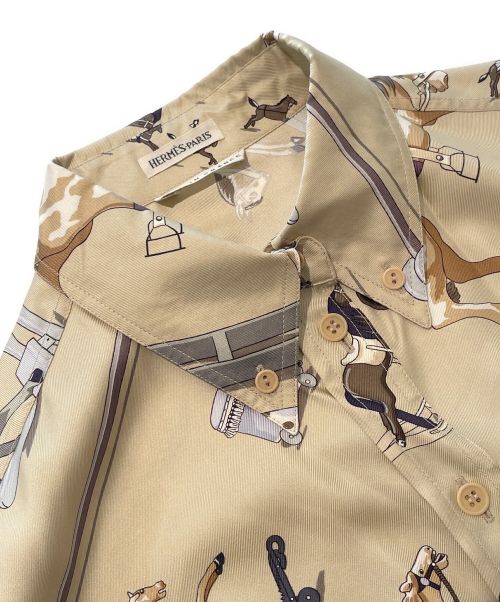 HERMES（エルメス）HERMES (エルメス) ホース柄 シルクシャツ ベージュ サイズ:38の古着・服飾アイテム