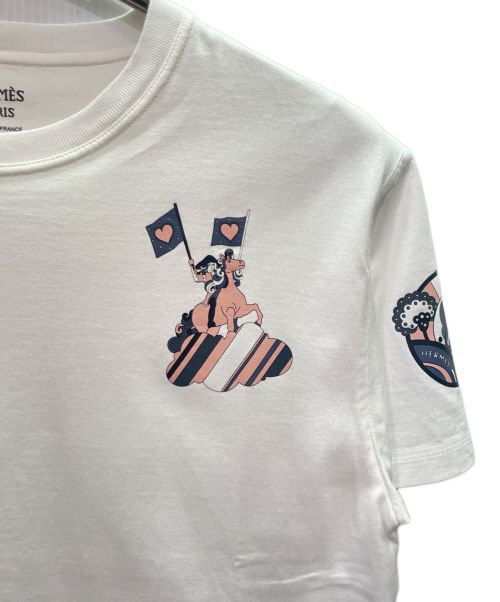 HERMES（エルメス）HERMES (エルメス) カルトゥッシュ Tシャツ ホワイト サイズ:34の古着・服飾アイテム