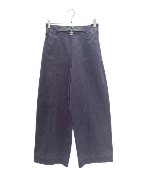 HERMES（エルメス）HERMES (エルメス) レザーキーチャーム ワイドパンツ パープル サイズ:34の古着・服飾アイテム