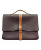 HERMESエルメス）の古着「エトリヴィエール ドキュメント ブリーフケース/シルバー金具/フィヨルド/ブラウン/▢H刻印」｜ブラウン