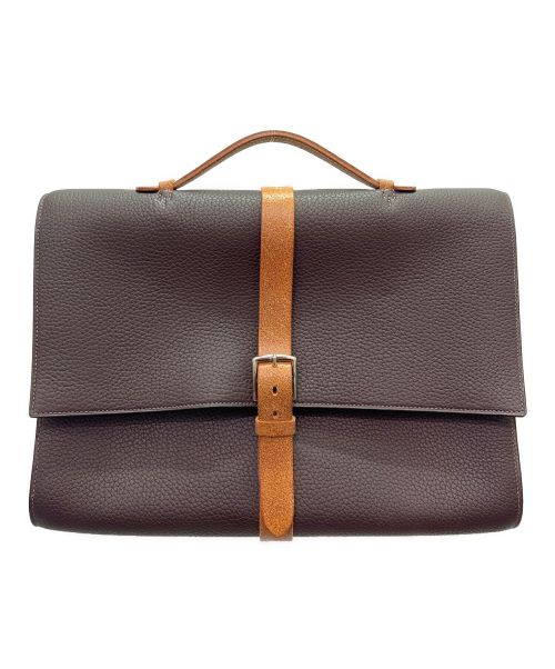 HERMES（エルメス）HERMES (エルメス) エトリヴィエール ドキュメント ブリーフケース/シルバー金具/フィヨルド/ブラウン/▢H刻印 ブラウンの古着・服飾アイテム