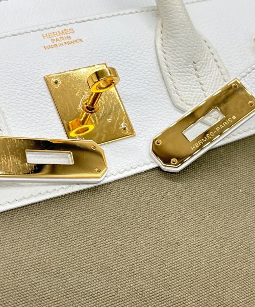 HERMES（エルメス）HERMES (エルメス) バーキン 30/ゴールド金具/ヴォーエプソン×トワルアッシュ/ホワイト/□J刻印 ホワイト サイズ:30の古着・服飾アイテム