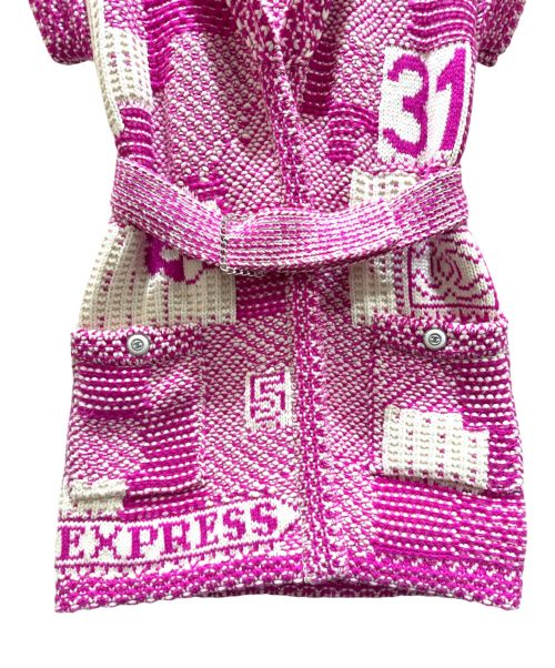 CHANEL（シャネル）CHANEL (シャネル) カシミヤニットガウンコート ピンク×ホワイト サイズ:34の古着・服飾アイテム