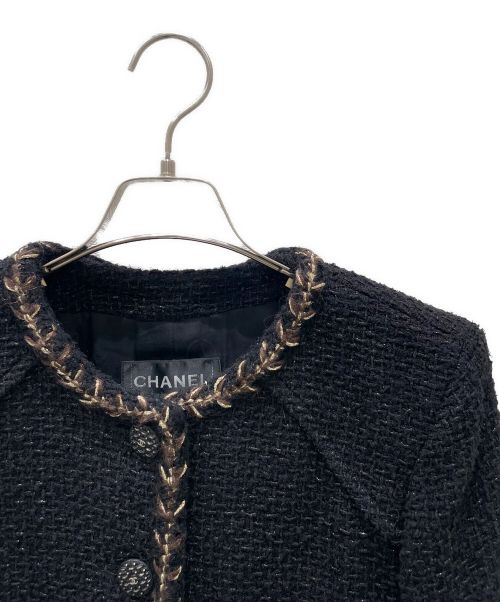 CHANEL（シャネル）CHANEL (シャネル) ノーカラージャケット ブラック サイズ:34の古着・服飾アイテム
