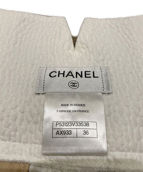 CHANEL（シャネル）CHANEL (シャネル) ココボタンハイウエストワイドパンツ ホワイト サイズ:36の古着・服飾アイテム