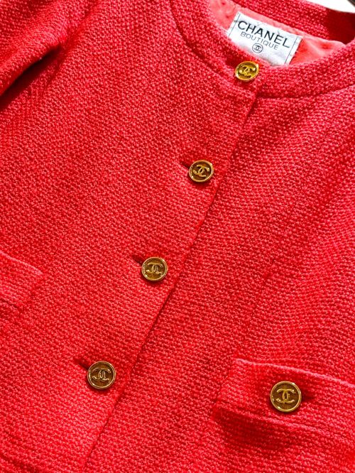 CHANEL BOUTIQUE（シャネル ブティック）CHANEL BOUTIQUE (シャネル ブティック) ココマーク金釦ツイードジャケット オレンジ サイズ:34の古着・服飾アイテム