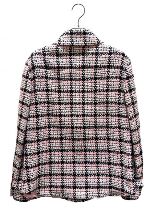 CHANEL（シャネル）CHANEL (シャネル) ツイードシャツジャケット ピンク×ブラック サイズ:34の古着・服飾アイテム