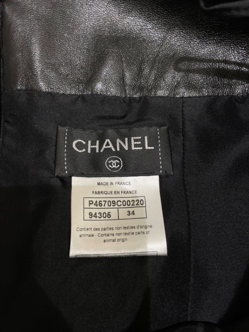 CHANEL（シャネル）CHANEL (シャネル) レザースカート ブラック サイズ:34の古着・服飾アイテム