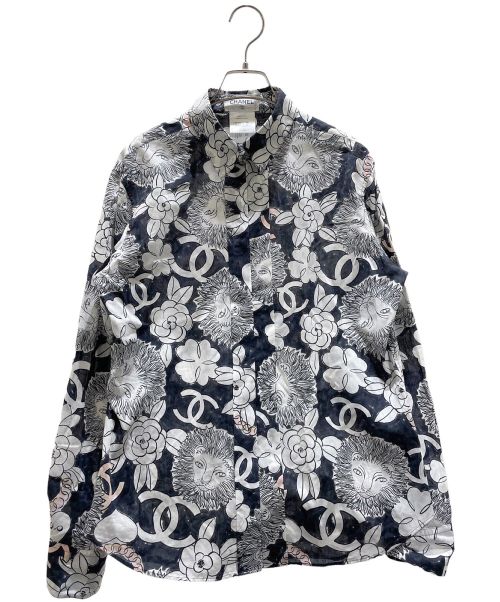 CHANEL（シャネル）CHANEL (シャネル) シャネル ライオンフラワー柄シャツ ブラック サイズ:38の古着・服飾アイテム