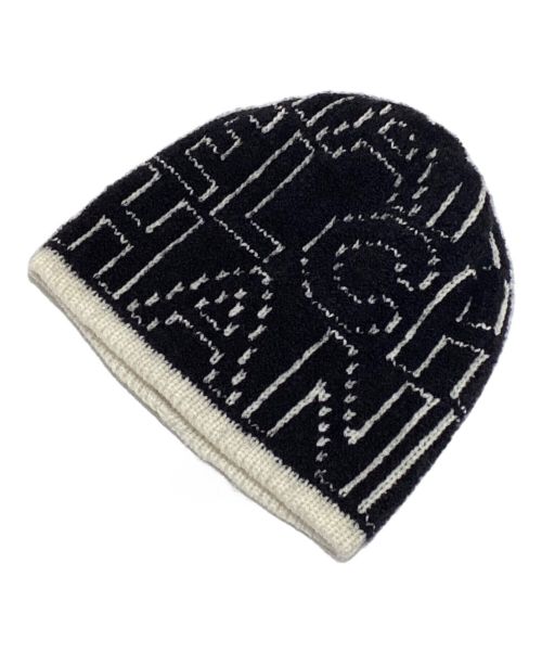 CHANEL（シャネル）CHANEL (シャネル) カシミヤ混ロゴニット帽 ブラック×ホワイトの古着・服飾アイテム