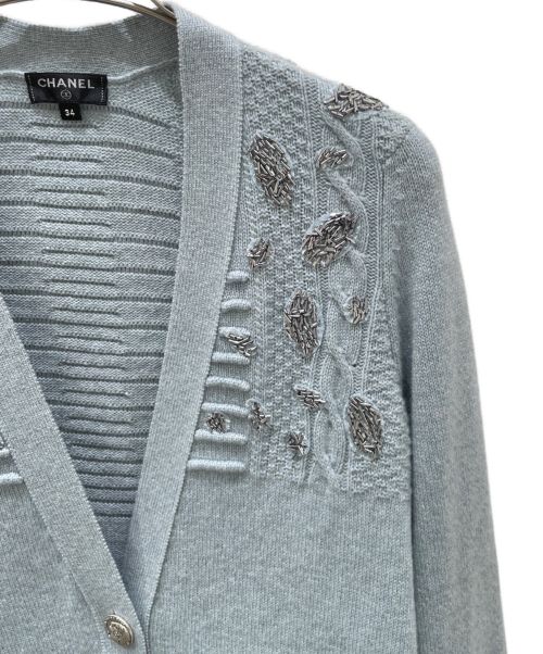 CHANEL（シャネル）CHANEL (シャネル) カシミヤニットカーディガン ライトグレー サイズ:34の古着・服飾アイテム