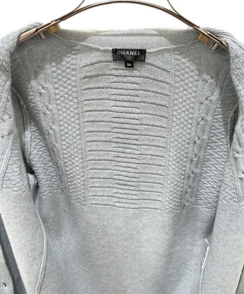CHANEL（シャネル）CHANEL (シャネル) カシミヤニットカーディガン ライトグレー サイズ:34の古着・服飾アイテム