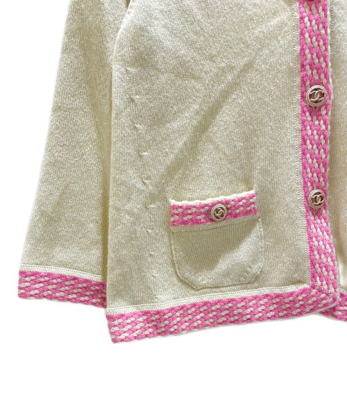 CHANEL（シャネル）CHANEL (シャネル) ココボタンカシミヤニットカーディガン ベージュ×ピンク サイズ:36の古着・服飾アイテム
