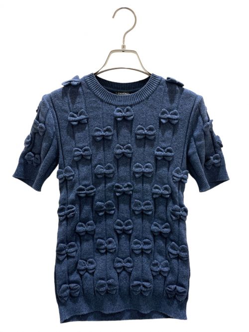 CHANEL（シャネル）CHANEL (シャネル) リボンデザインニット ネイビー サイズ:34の古着・服飾アイテム