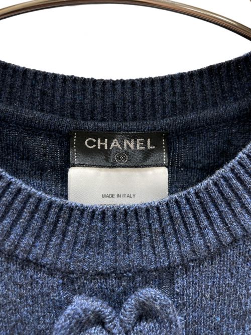 CHANEL（シャネル）CHANEL (シャネル) リボンデザインニット ネイビー サイズ:34の古着・服飾アイテム