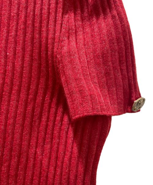 CHANEL（シャネル）CHANEL (シャネル) カシミヤ混ハーフスリーブニット レッド サイズ:34の古着・服飾アイテム